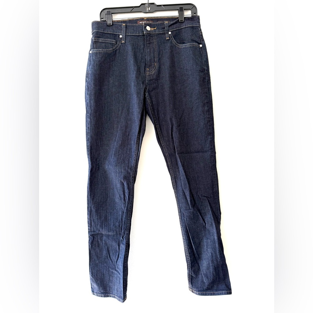 Michael Kors Grant Classic Fit Dark Wash Denim Jeans Modern Preppy Quiet Luxury - Picture 2 of 12